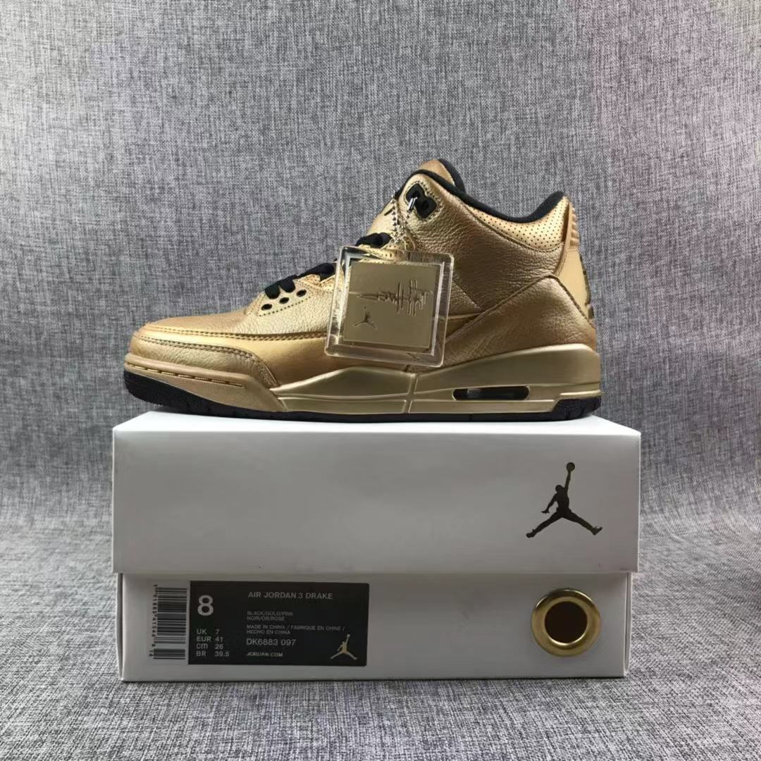 New Air Jordan 3 Retro 61X Gold Black Shoes